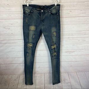 Other UK Distressed Skinny Jeans Button Fly 37x34